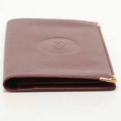 Cartier Burgundy Leather Must De Cartier Bi Fold Long Wallet