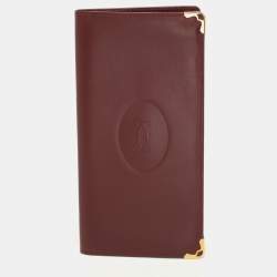 Cartier Burgundy Leather Must De Cartier Bi Fold Long Wallet