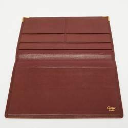 Pre Owned Cartier Burgundy Leather Must de Cartier International Wallet