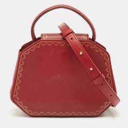 Cartier Red Leather Mini Guirlande De Cartier Top Handle Bag