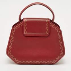 Cartier Red Leather Mini Guirlande De Cartier Top Handle Bag