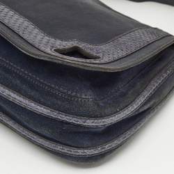 Cartier Navy Blue Suede and Python Marcello de Cartier Saddle Bag