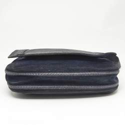 Cartier Navy Blue Suede and Python Marcello de Cartier Saddle Bag