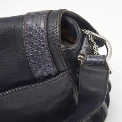 Cartier Navy Blue Suede and Python Marcello de Cartier Saddle Bag