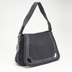 Cartier Navy Blue Suede and Python Marcello de Cartier Saddle Bag