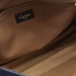 Cartier Navy Blue Suede and Python Marcello de Cartier Saddle Bag