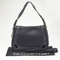 Cartier Navy Blue Suede and Python Marcello de Cartier Saddle Bag