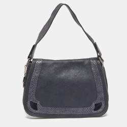 Cartier Navy Blue Suede and Python Marcello de Cartier Saddle Bag