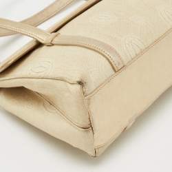 Pre Owned Cartier Gold Fabric and Leather Happy Birthday Cabochon Flap Bag