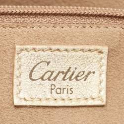 Pre Owned Cartier Gold Fabric and Leather Happy Birthday Cabochon Flap Bag