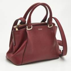 Cartier Dark Red Leather Mini C de Cartier Bag