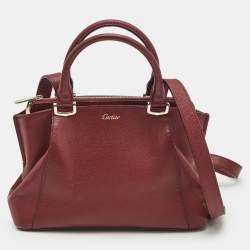 Cartier Dark Red Leather Mini C de Cartier Bag