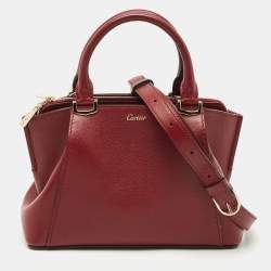 Cartier Dark Red Leather Mini C de Cartier Satchel