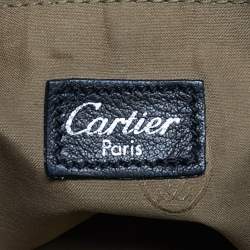 Pre Owned Cartier Black Karung and Leather Medium Marcello de Cartier Bag