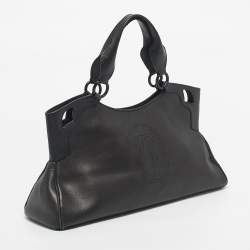 Pre Owned Cartier Black Karung and Leather Medium Marcello de Cartier Bag