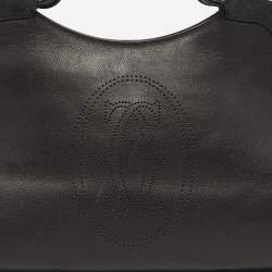 Pre Owned Cartier Black Karung and Leather Medium Marcello de Cartier Bag