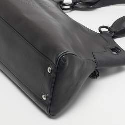 Pre Owned Cartier Black Karung and Leather Medium Marcello de Cartier Bag