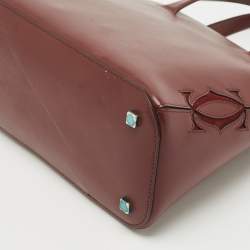 Pre Owned Cartier Burgundy Leather and Suede Must C Satchel