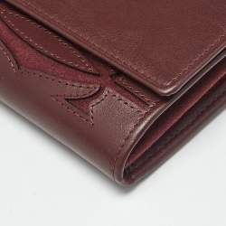 Pre Owned Cartier Burgundy Leather and Suede Must C Continental Wallet