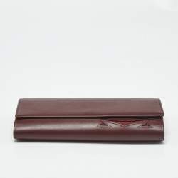 Pre Owned Cartier Burgundy Leather and Suede Must C Continental Wallet