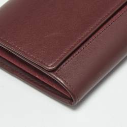 Pre Owned Cartier Burgundy Leather and Suede Must C Continental Wallet