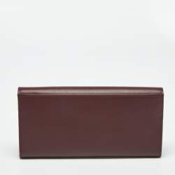 Pre Owned Cartier Burgundy Leather and Suede Must C Continental Wallet