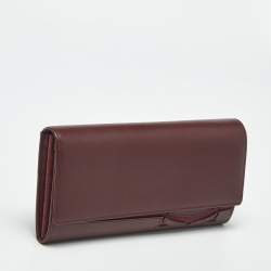 Pre Owned Cartier Burgundy Leather and Suede Must C Continental Wallet
