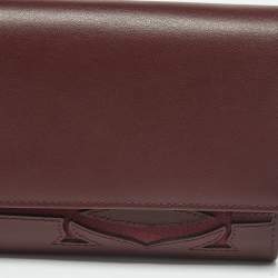 Pre Owned Cartier Burgundy Leather and Suede Must C Continental Wallet