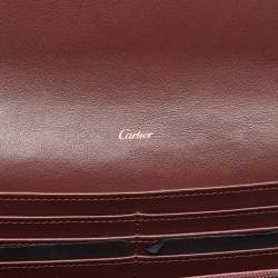 Pre Owned Cartier Burgundy Leather and Suede Must C Continental Wallet