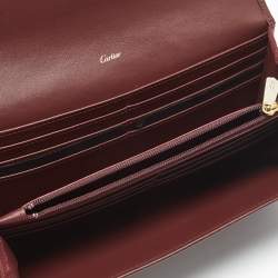 Pre Owned Cartier Burgundy Leather and Suede Must C Continental Wallet