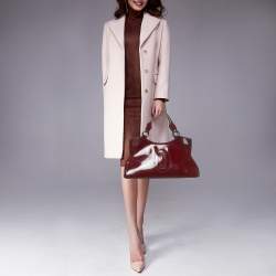 Pre Owned Cartier Dark Red Patent Leather Small Marcello De Cartier Tote