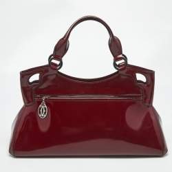 Pre Owned Cartier Dark Red Patent Leather Small Marcello De Cartier Tote
