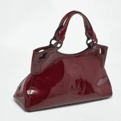 Pre Owned Cartier Dark Red Patent Leather Small Marcello De Cartier Tote