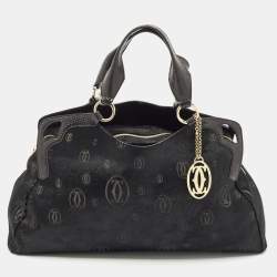 Pre Owned Cartier Black Calf Hair and Snakeskin Leather Large Marcello de Cartier Bag