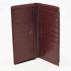 Pre Owned Cartier Burgundy Leather Le Must De Cartier Long Wallet