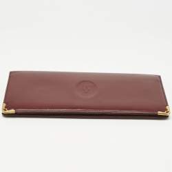 Pre Owned Cartier Burgundy Leather Le Must De Cartier Long Wallet