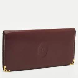Pre Owned Cartier Burgundy Leather Le Must De Cartier Long Wallet