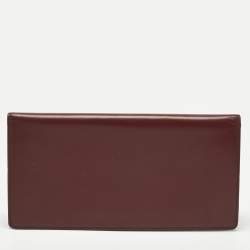 Pre Owned Cartier Burgundy Leather Le Must De Cartier Long Wallet