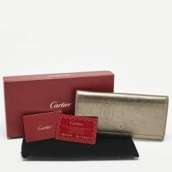 Pre Owned Cartier Gold Leather Happy Birthday Flap Continental Wallet