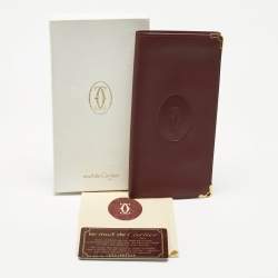 Pre Owned Cartier Burgundy Leather Le Must De Cartier Long Wallet