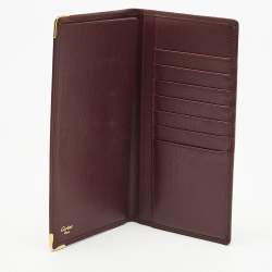 Pre Owned Cartier Burgundy Leather Le Must De Cartier Long Wallet