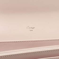 Pre Owned Cartier Light Pink Leather Love Flap Continental Wallet