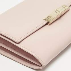 Pre Owned Cartier Light Pink Leather Love Flap Continental Wallet