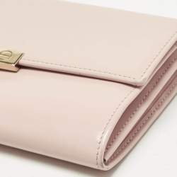 Pre Owned Cartier Light Pink Leather Love Flap Continental Wallet