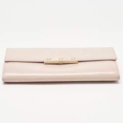 Pre Owned Cartier Light Pink Leather Love Flap Continental Wallet