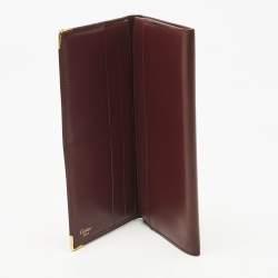 مملوكة مسبقًا Cartier Burgundy Leather Must De Cartier Bi Fold Long Wallet