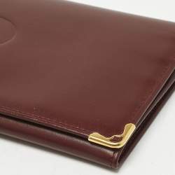 مملوكة مسبقًا Cartier Burgundy Leather Must De Cartier Bi Fold Long Wallet
