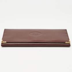 مملوكة مسبقًا Cartier Burgundy Leather Must De Cartier Bi Fold Long Wallet