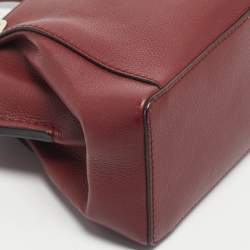 Pre Owned Cartier Dark Red Leather Mini C de Cartier Bag