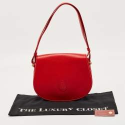 Pre Owned Cartier Red Leather Must de Cartier Saddle Bag